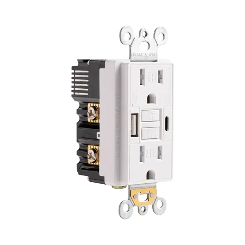 15A Self-Test TR GFCI Receptacle with USB-A and USB-C